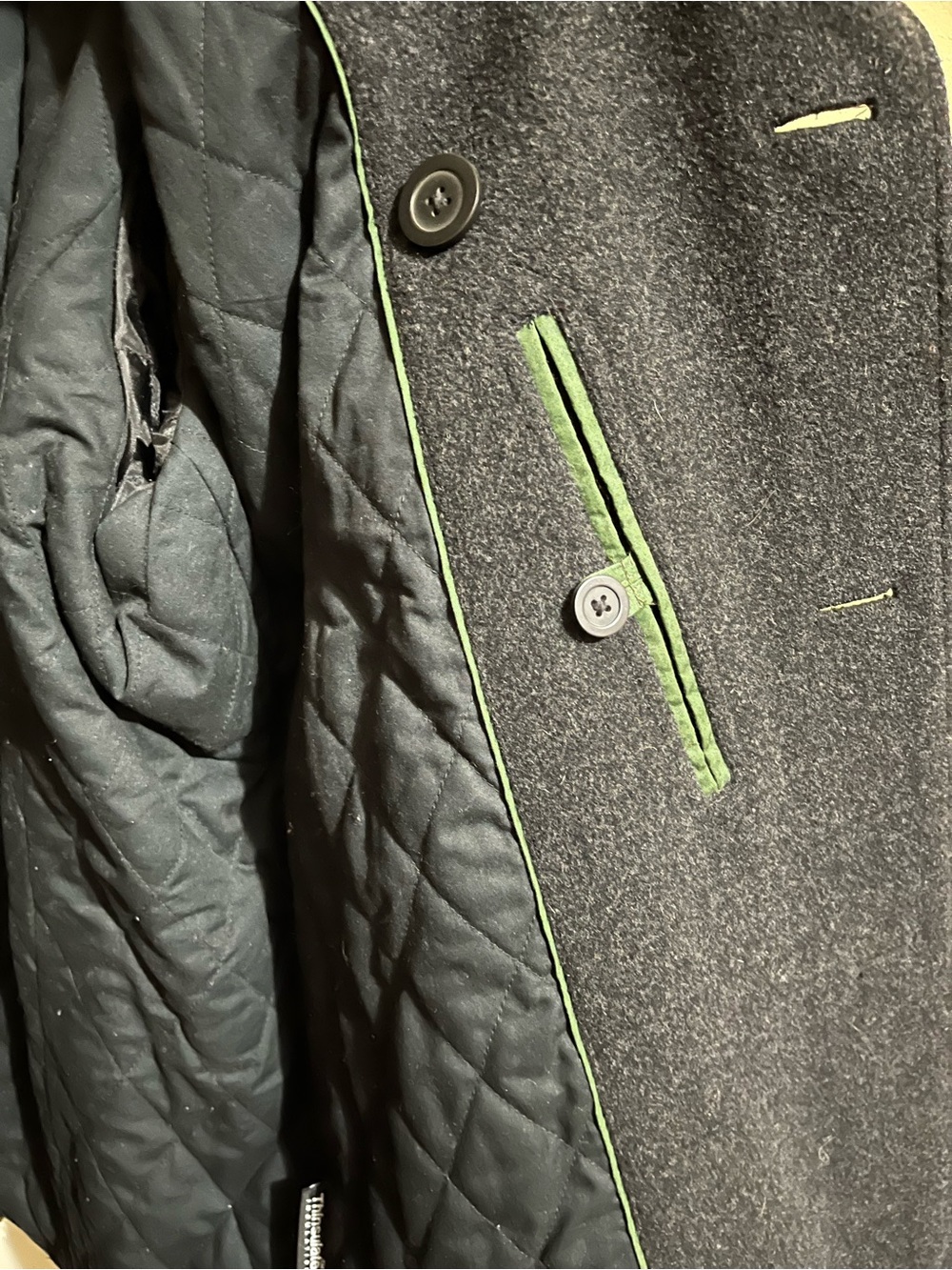 L.L. Bean Men's Dark Gray Wool Pea Coat - Picture 5 of 8